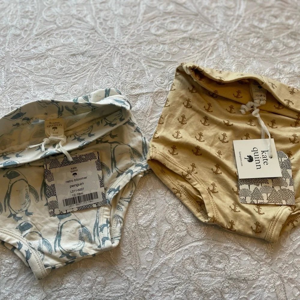 Lot of 2 NWT Kate Quinn High Waisted Bloomers - Penguins & Anchors Sz 12-18M